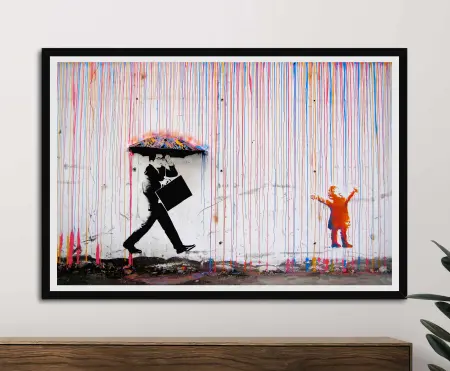 Banksy Umbrella Raingirl canvas print